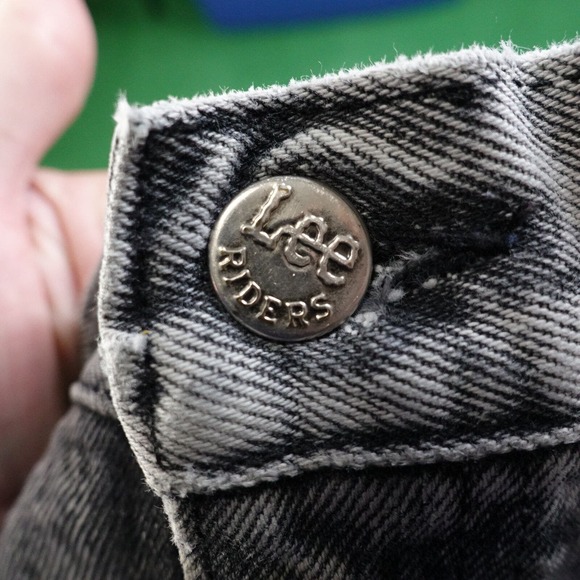 VINTAGE LEE USA MADE CHARCOAL WASH GREY DENIM BLUE JEANS 36X32 (33X30) - Picture 5 of 16